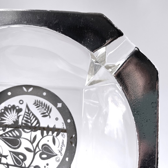 Vintage Sterling Silver 8" Cigar Georges Briard Square Glass Mid Century Ashtray - Picture 8 of 15